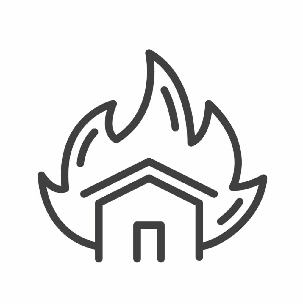 Clipart of a house on fire. 