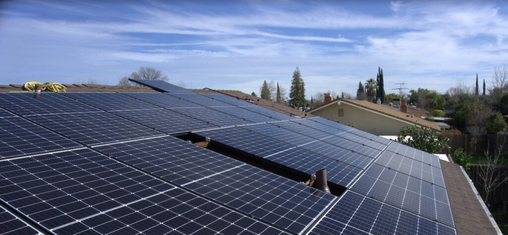 Solar panels on a roof.