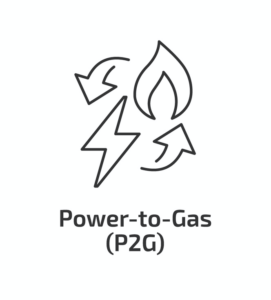 Clipart of a power-to-gas (P2G) energy storage unit.