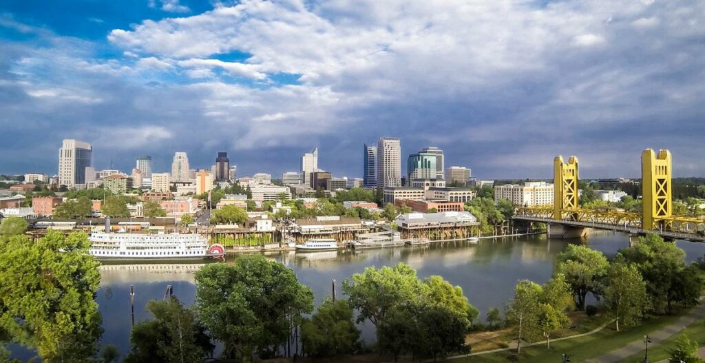 An aerial picture of Sacramento.