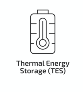 Clipart of a thermal energy storage (TES) unit.