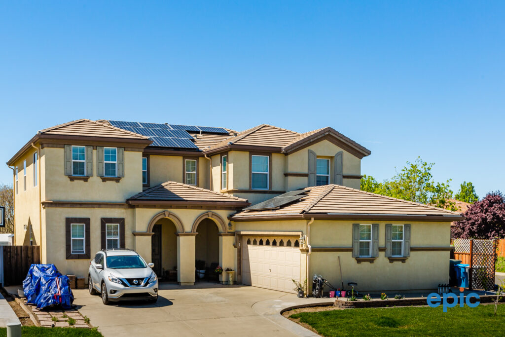 An image showing the solar panels which Epic installed on Jenny's roof.