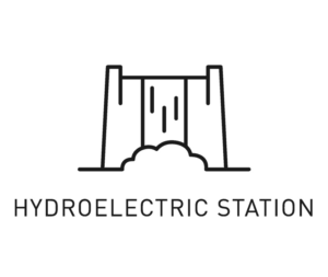 Clipart of a hydroelectric station.