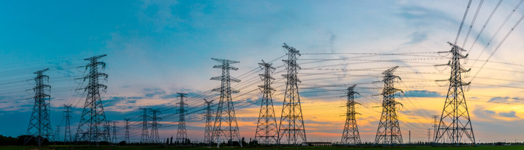 High voltage post,High voltage tower sky sunset background