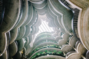 The multi-tiered green roof of the Nanyang Technological University, Singapore.