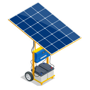 A portable solar panel plus inverter.