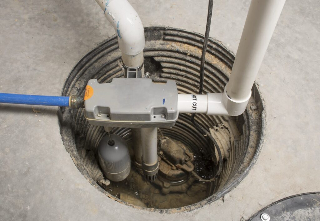 An image of a flooded sump pump.